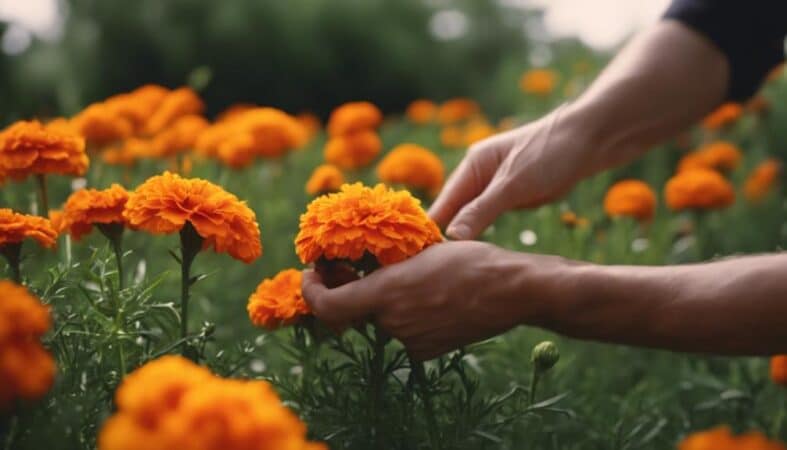 harvesting calendula flowers