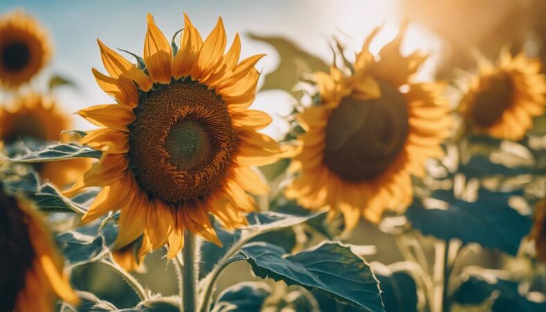 photographing sunflowers in field