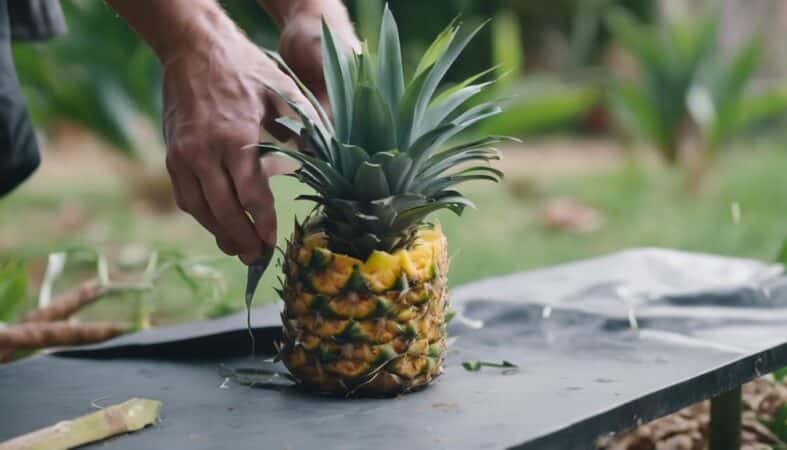 preparing the pineapple crown