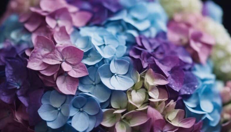 vibrant hortensias in bloom